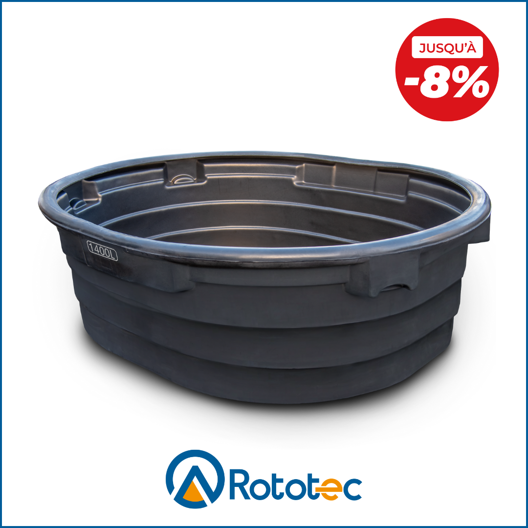 Bac à eau pâturage Qualibac 1 400 L de la marque Rototec